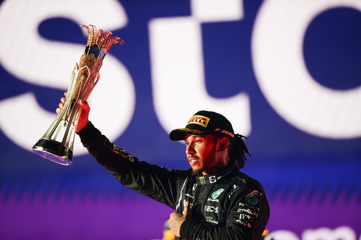 Hamilton, all'ottavo centro nel 2021 col GP di Jeddah (foto di Peter Fox/Getty Images)