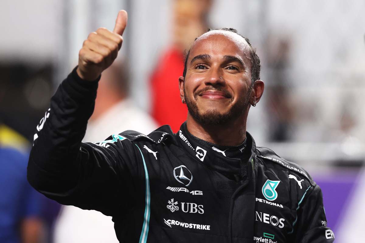 Hamilton dopo le qualifiche di Jeddah (foto di Lars Baron/Getty Images)