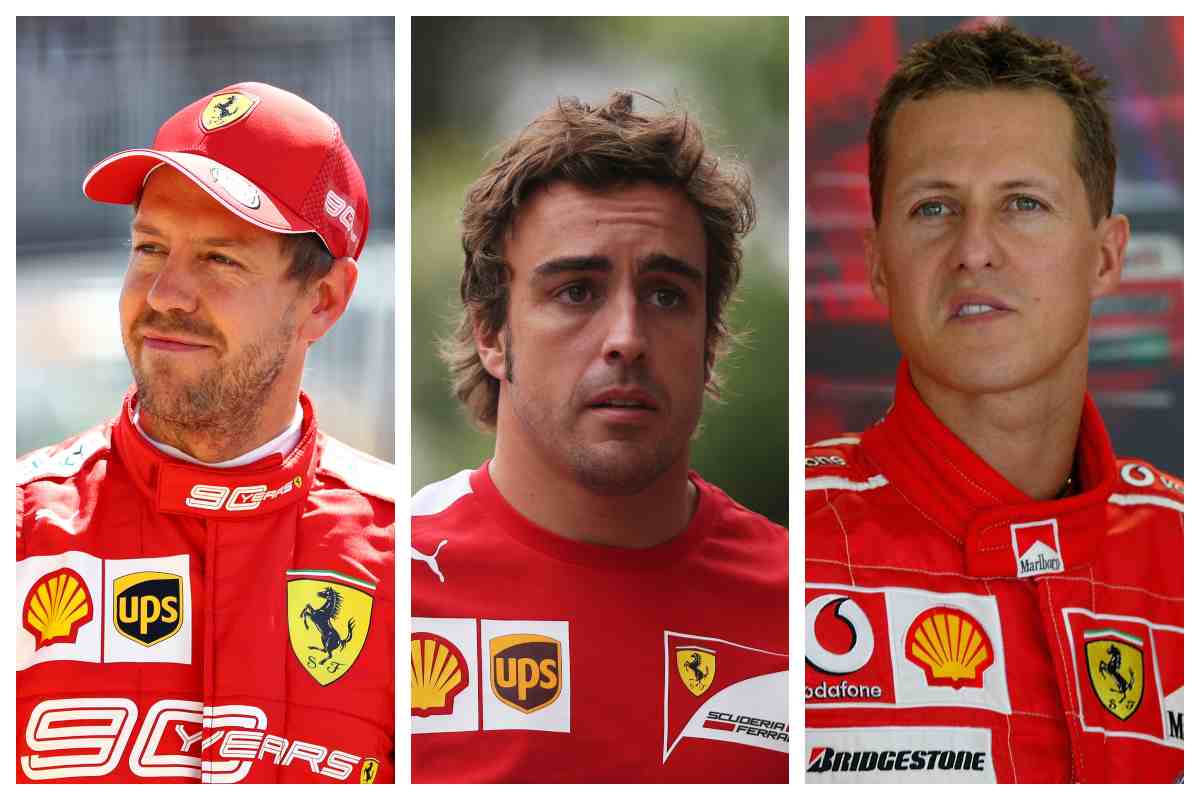 I piloti Ferrari Vettel, Alonso e Schumacher (GettyImages)