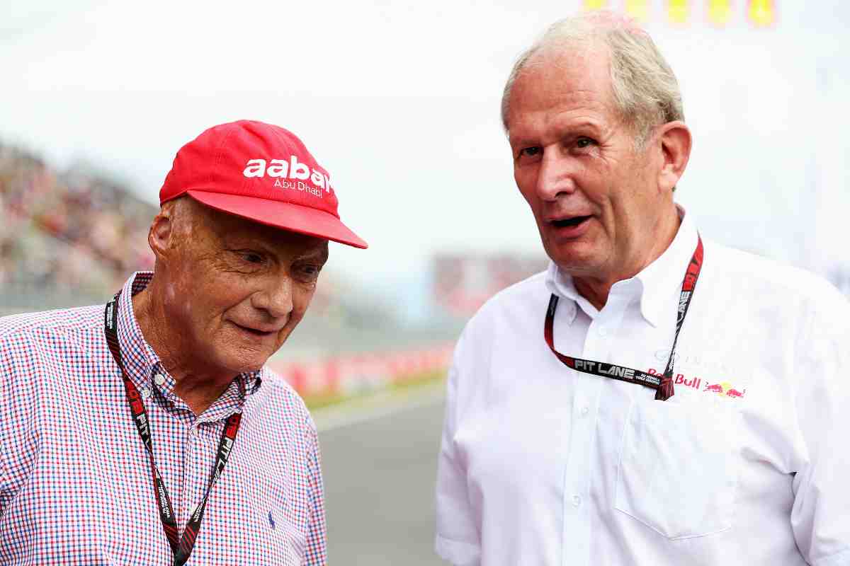 Niki Lauda ed Helmut Marko (foto di Mark Thompson/Getty Images)