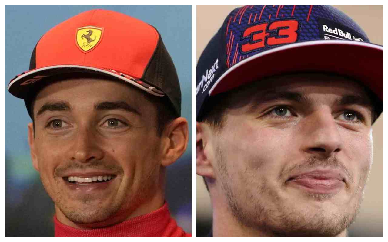 Charles Leclerc e Max Verstappen (foto Ansa)