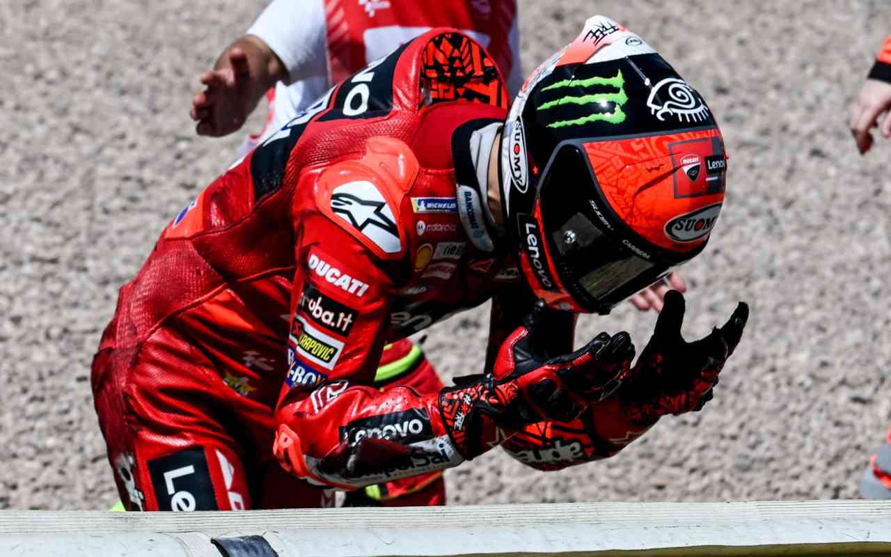 Bagnaia dopo la caduta al Sachsenring (ANSA)