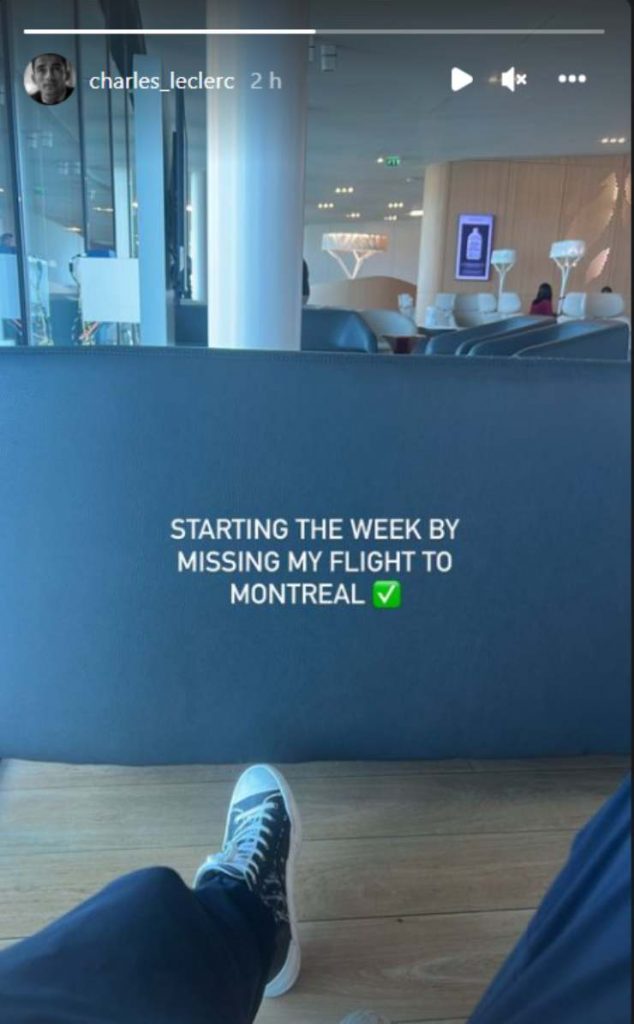 Charles Leclerc rivela di aver perso l'aereo per Montreal (Foto Instagram)