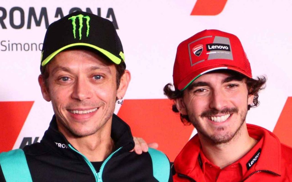 Pecco Bagnaia e Valentino Rossi (Ansa Foto)