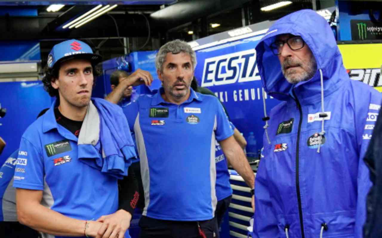 Alex Rins, Frankie Carchedi e Livio Suppo (foto Ansa)