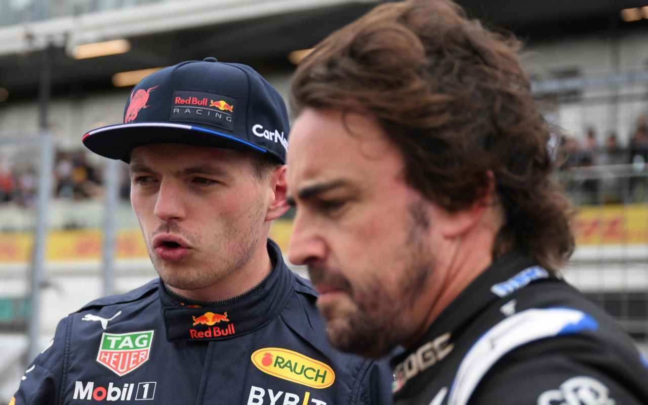 F1 Fernando Alonso e Max Verstappen (ANSA)