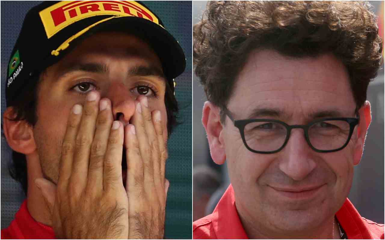 Ferrari, Sainz e Binotto (ANSA)