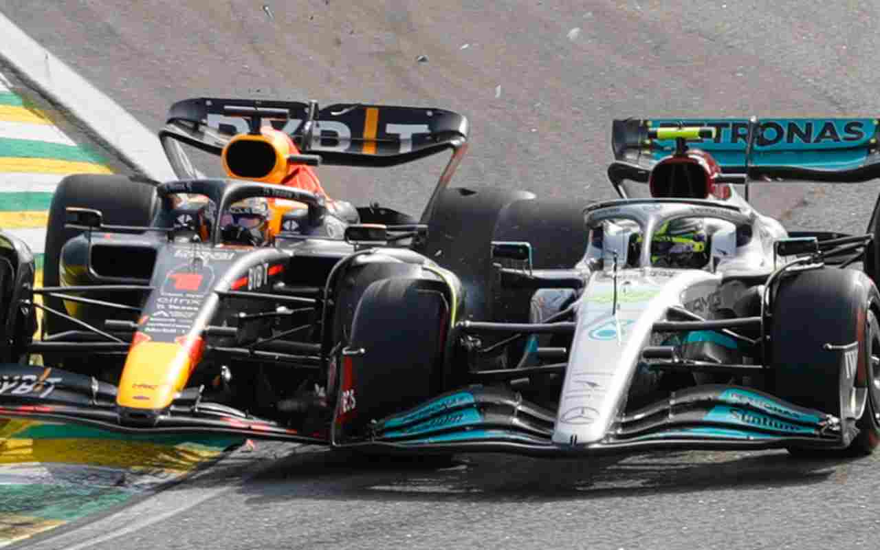 Max Verstappen e Lewis Hamilton in Brasile (LaPresse Foto)