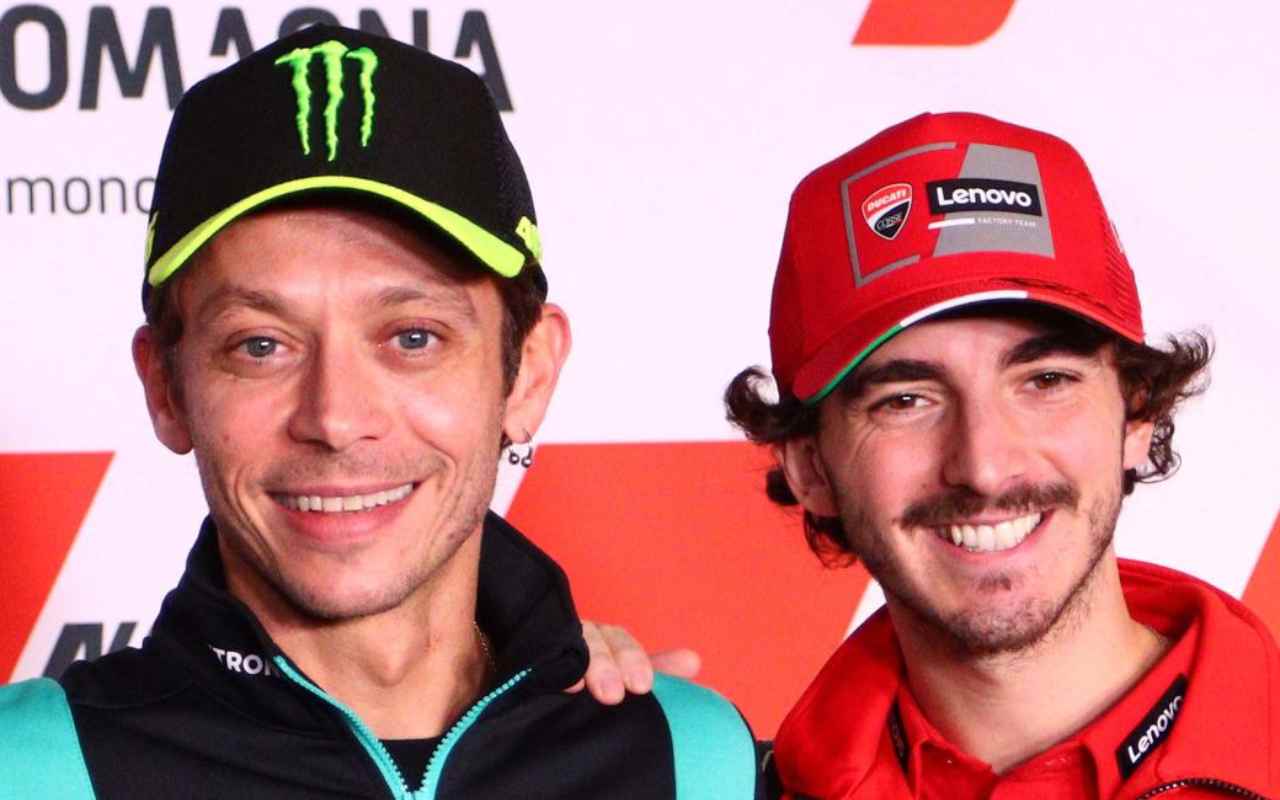 Pecco Bagnaia e Valentino Rossi (Ansa Foto)