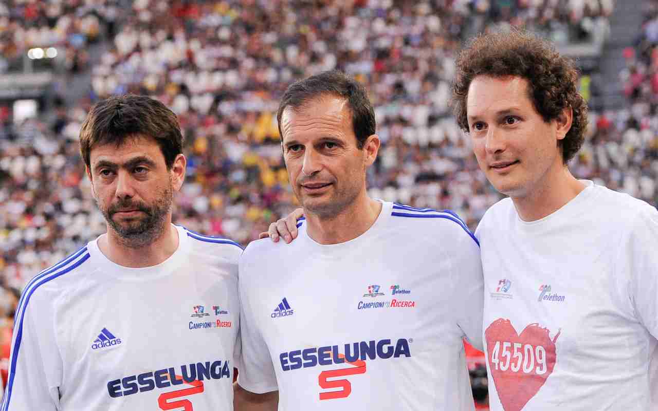 Andrea Agnelli, Max Allegri e John Elkann (LaPresse)