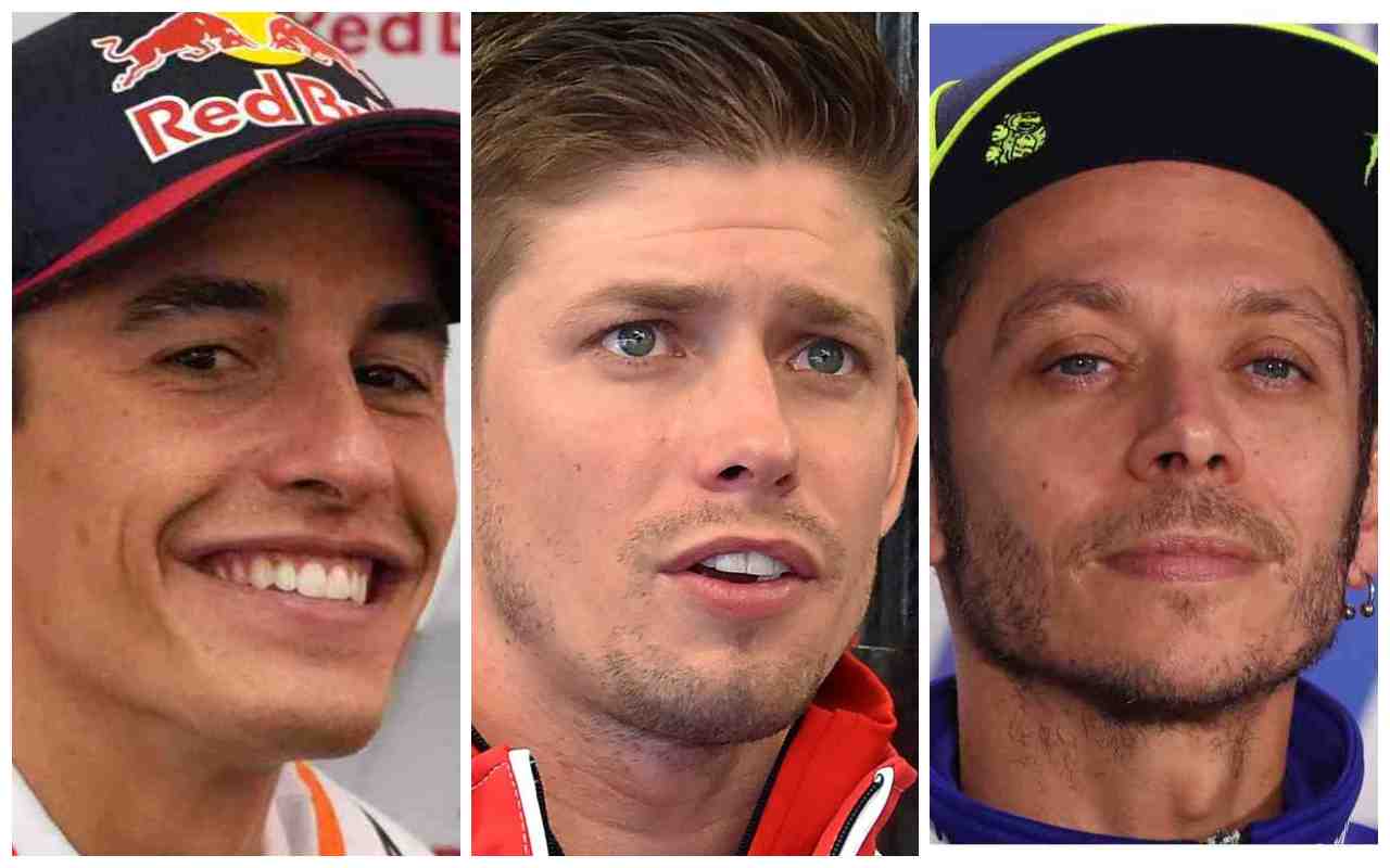 Marc Marquez Casey Stoner Valentino Rossi (Ansa Foto)