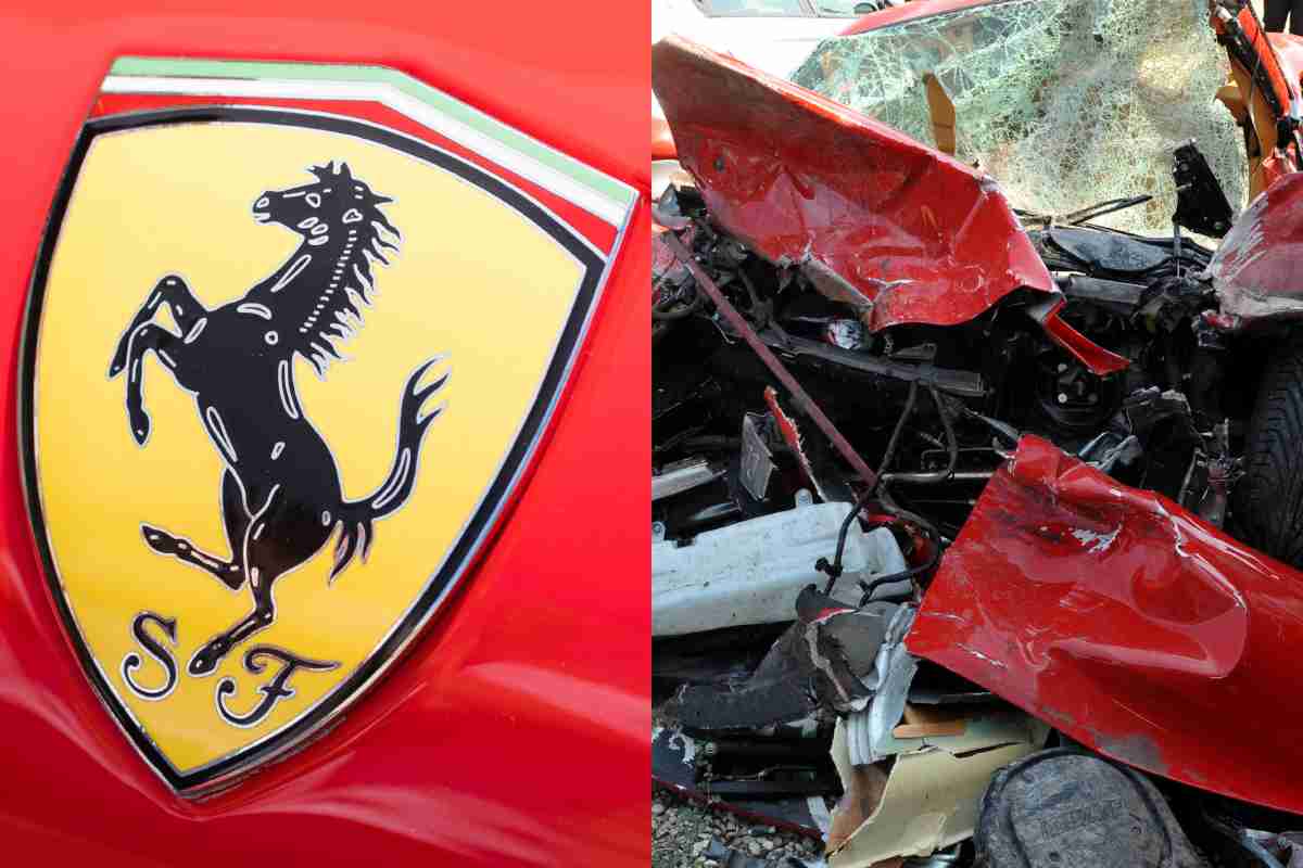 Ferrari finisce sull'erba