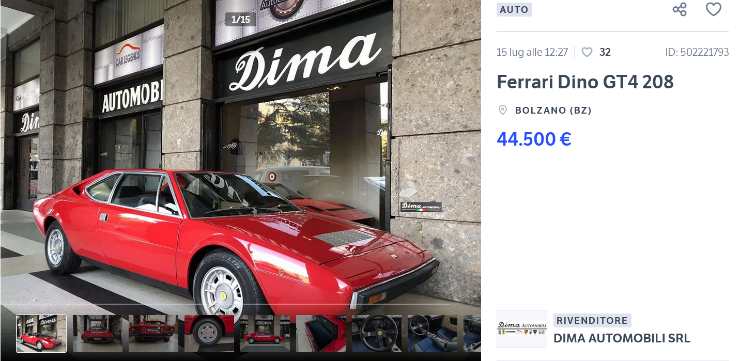 Ferrari Dino GT4 208 a prezzi bassi