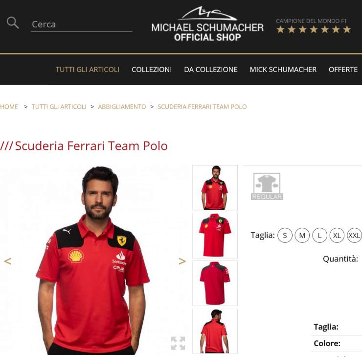Michael Schumacher negozio ed abbigliamento Ferrari