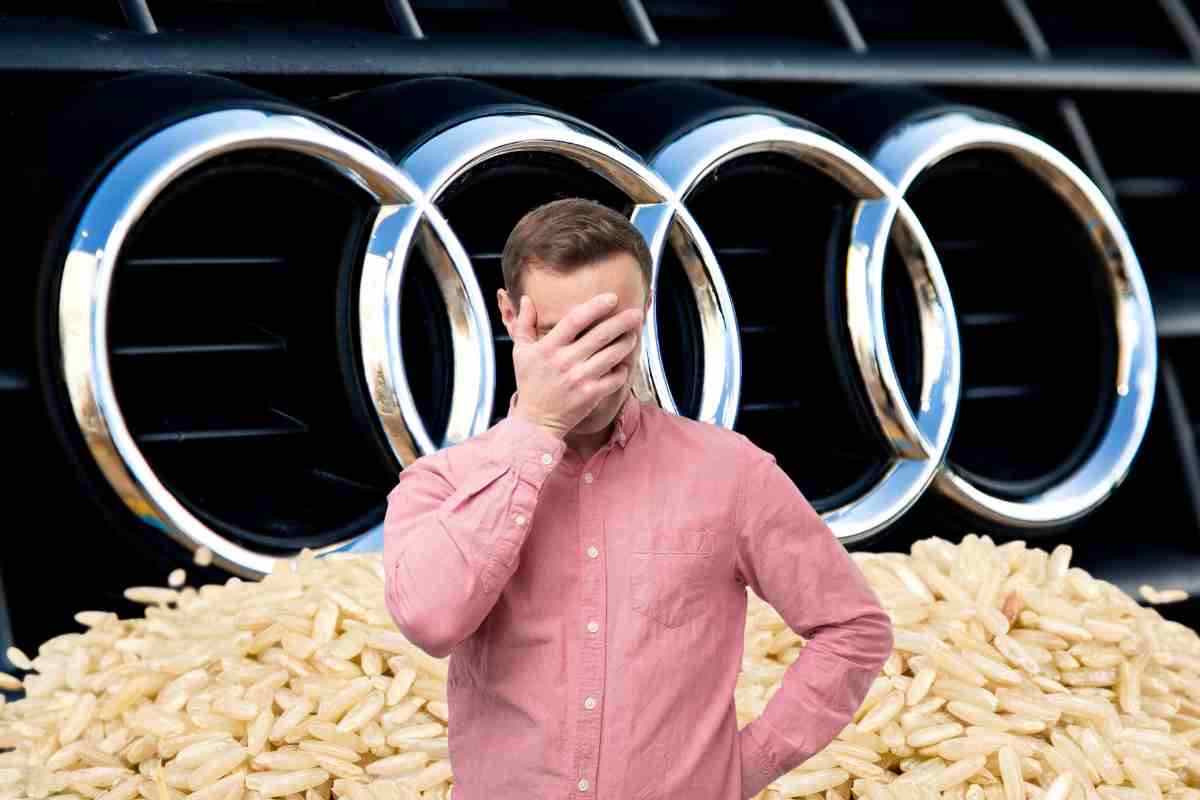 Audi ricoperta di riso