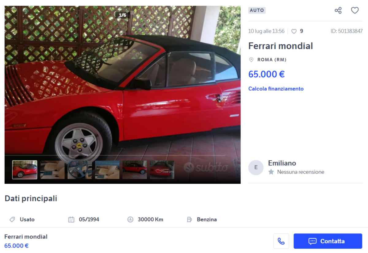 Ferrari Mondial venduta a prezzo scontato