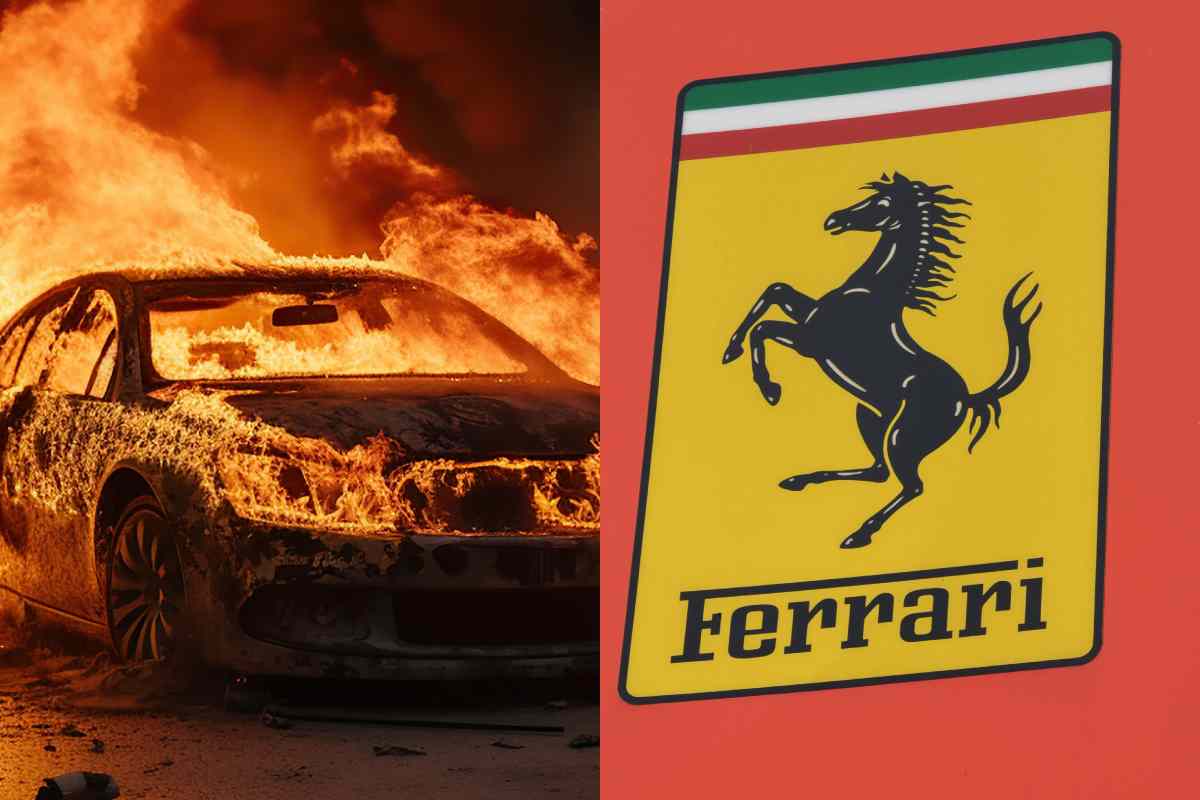 Shock durante la gara, la Ferrari prende fuoco: la clip è agghiacciante