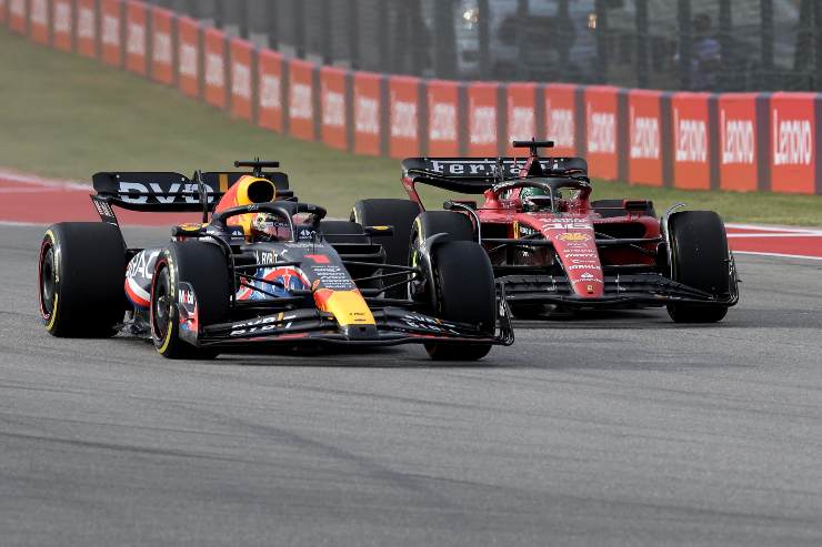 Max Verstappen e Charles Leclerc che sfida ad Austin