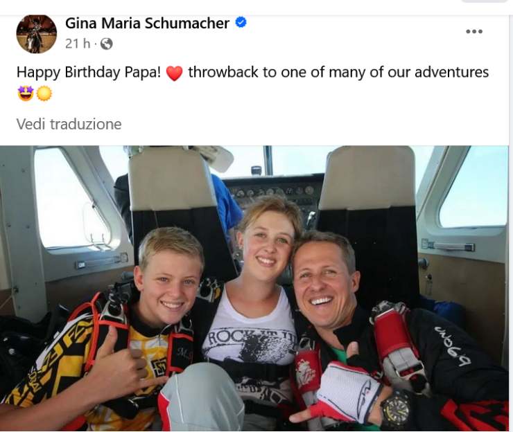 Gina Maria Schumacher auguri speciali